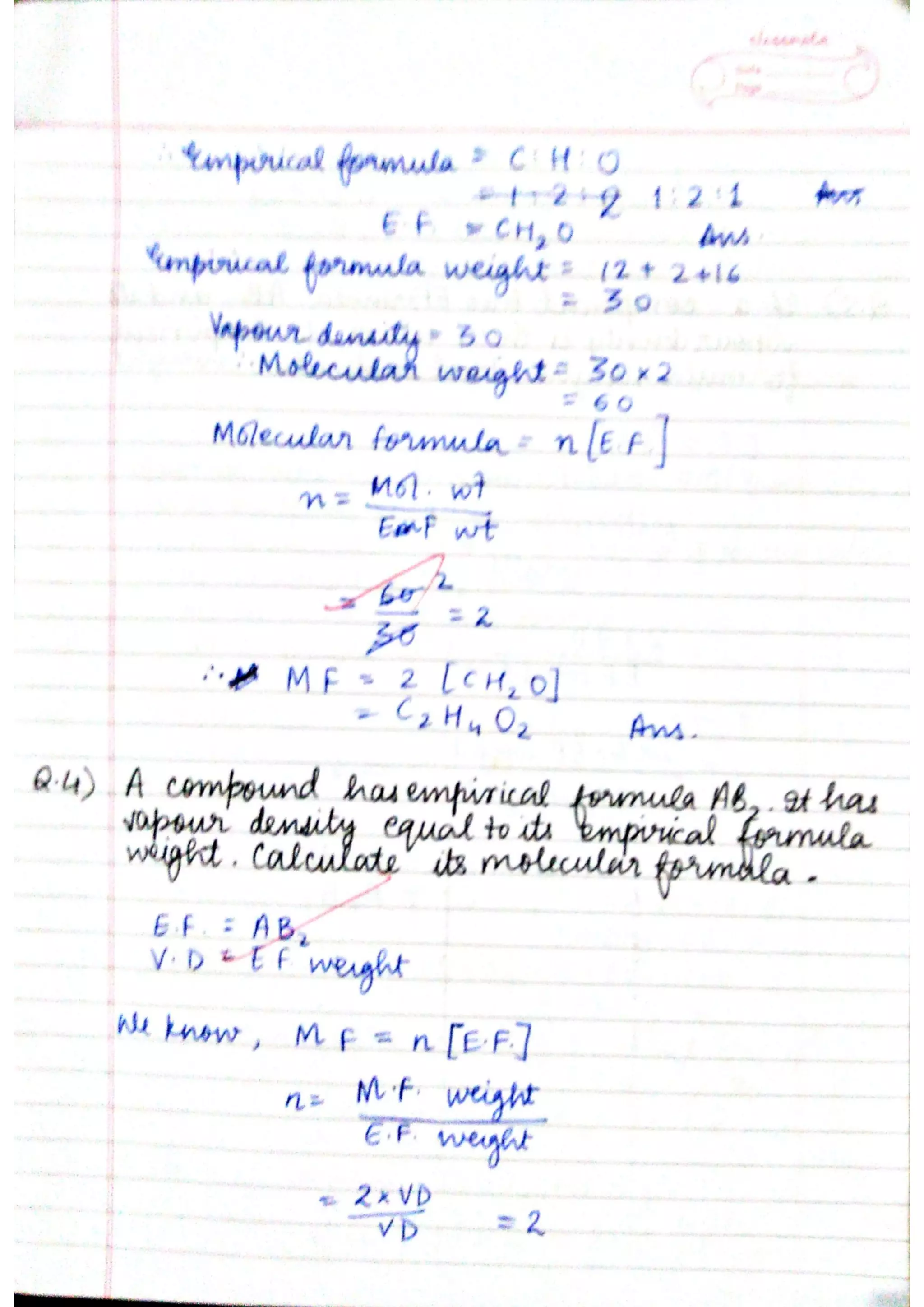 ICSE Chemistry Class X Handwritten Notes
