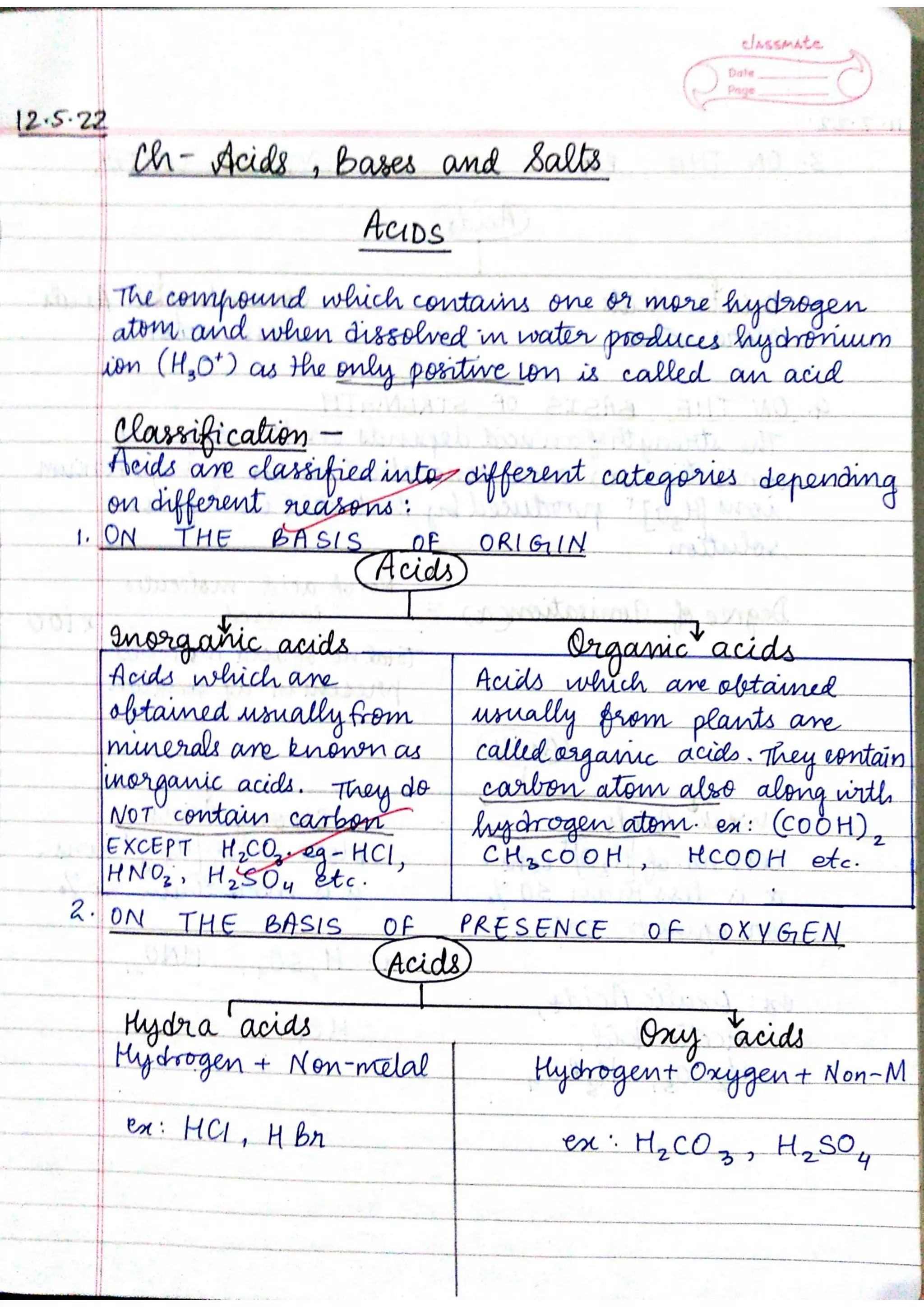 ICSE Chemistry Class X Handwritten Notes