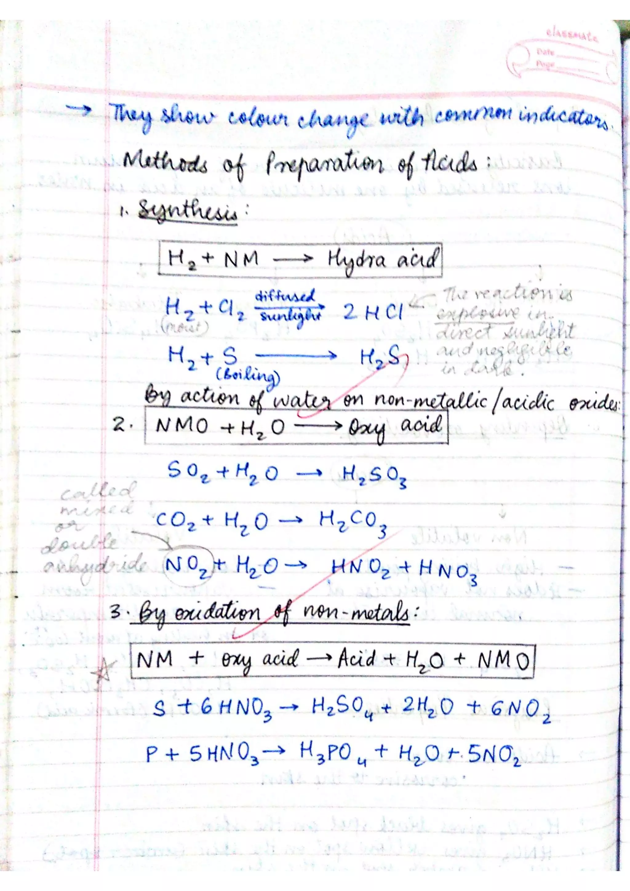 ICSE Chemistry Class X Handwritten Notes