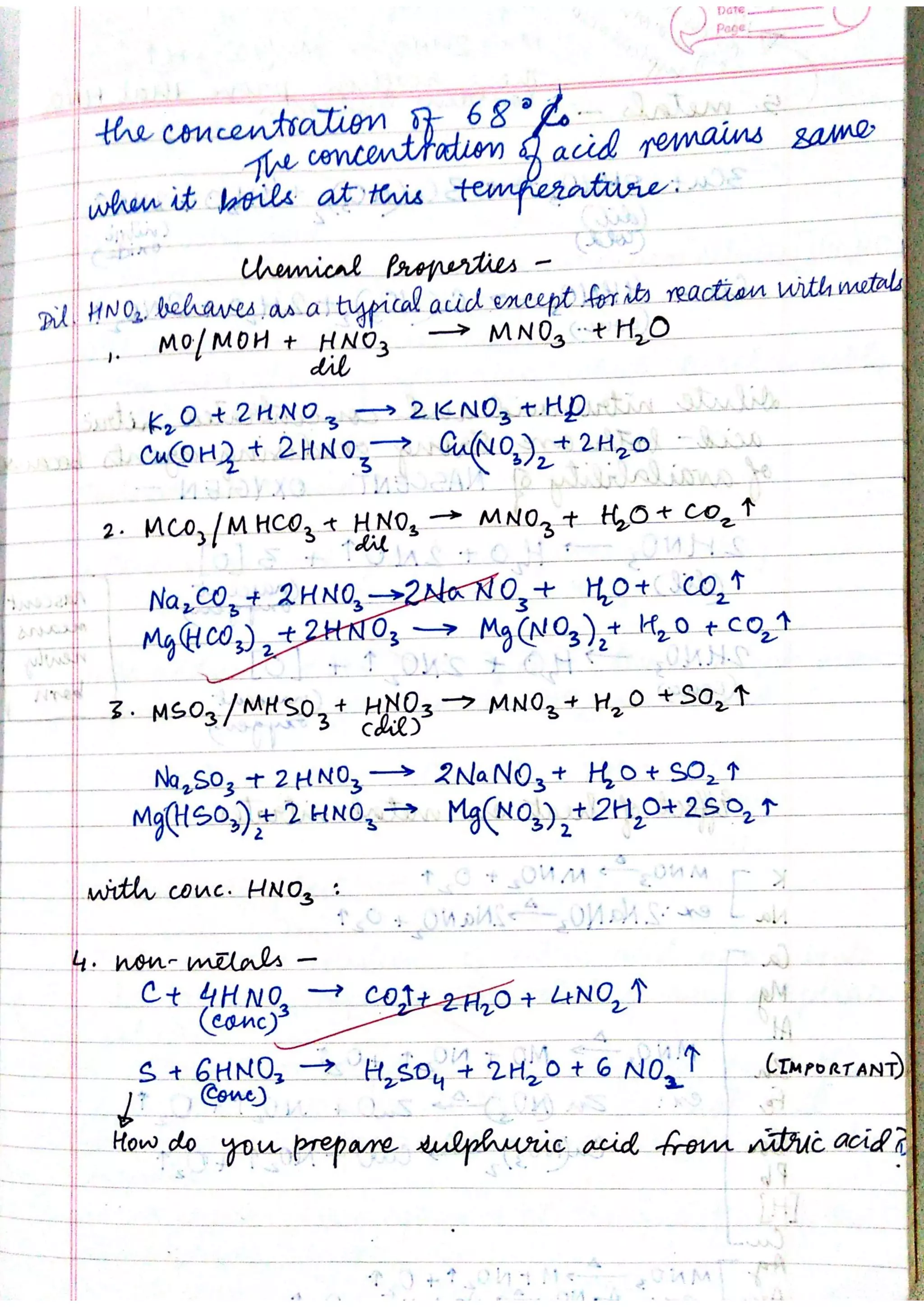 ICSE Chemistry Class X Handwritten Notes