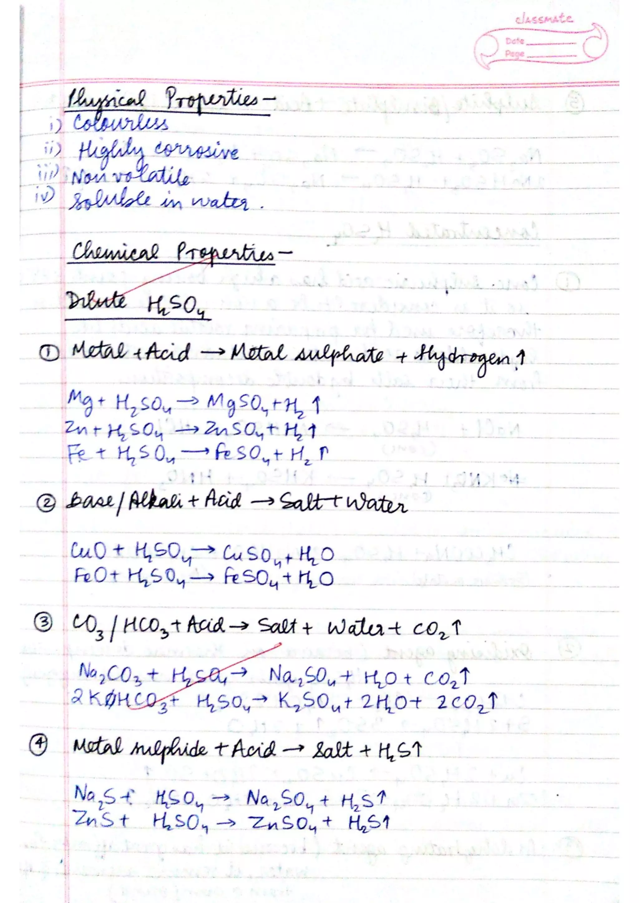 ICSE Chemistry Class X Handwritten Notes