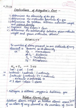 ICSE Chemistry Class X Handwritten Notes