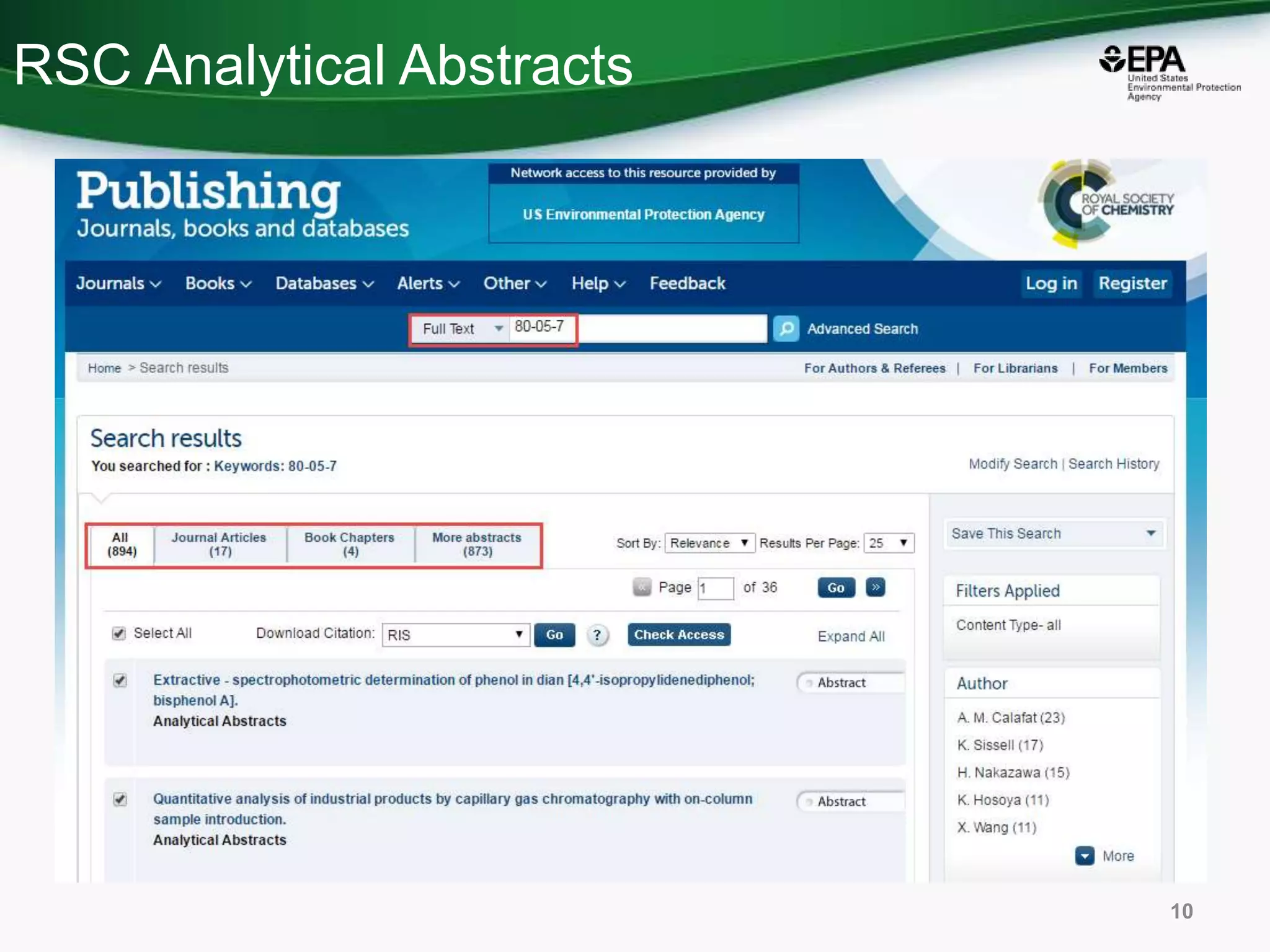 RSC Analytical Abstracts
10
 