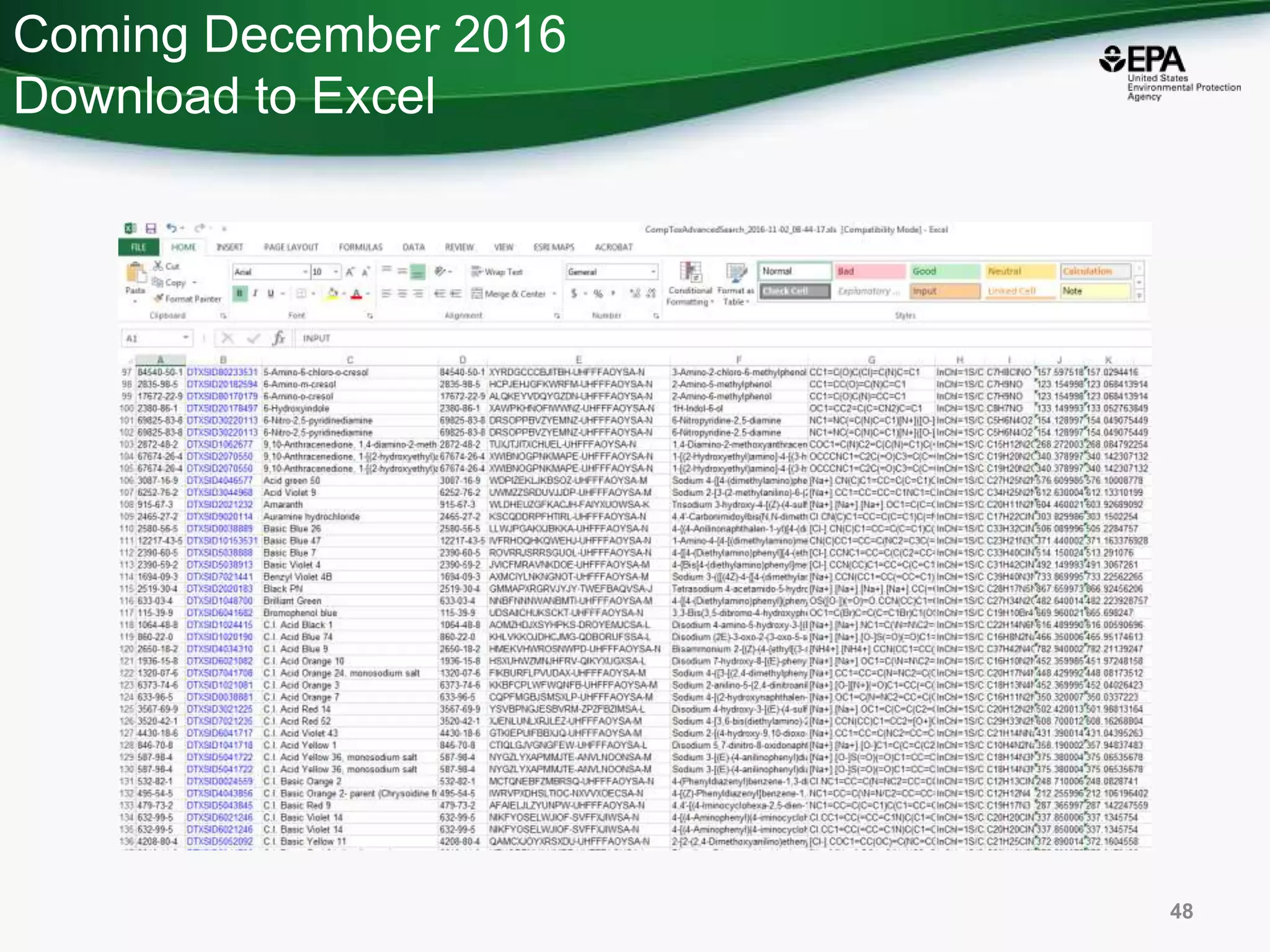 Coming December 2016
Download to Excel
48
 