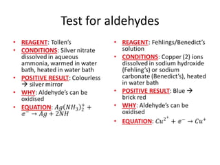 Test for aldehydes
 