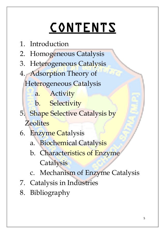 Catalysis Chemistry Project