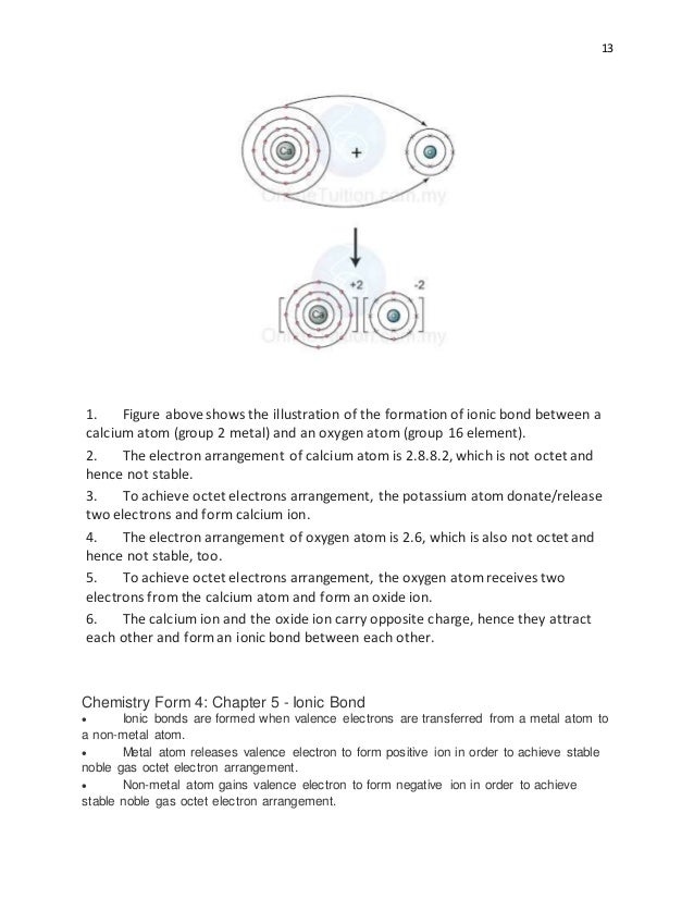 chemistry form 4 ionic bond reaction of calcium and oxygen to form an ionic compound