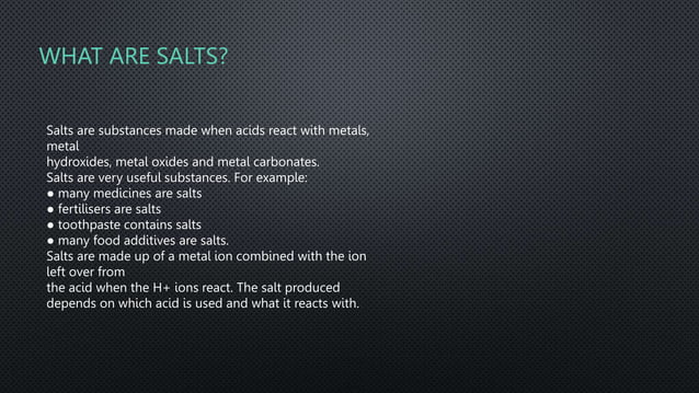 Chemistry GCSE Chapter 8 Acid bases and Salts .pptx | Chemistry | Science