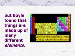but Boyle
found that
things are
made up of
many
different
elements.
 