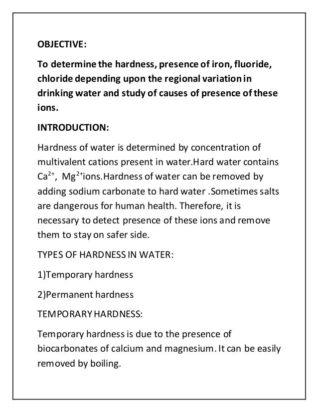 hardness of water is due to the presence of