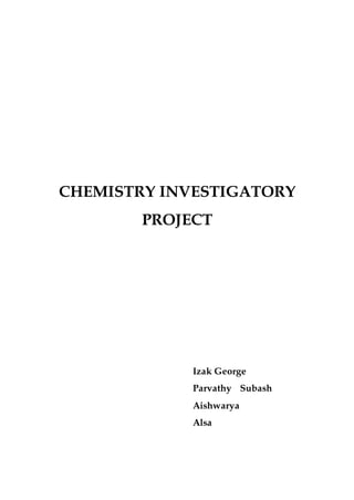 Chemistry Investigatory Project Cover Page