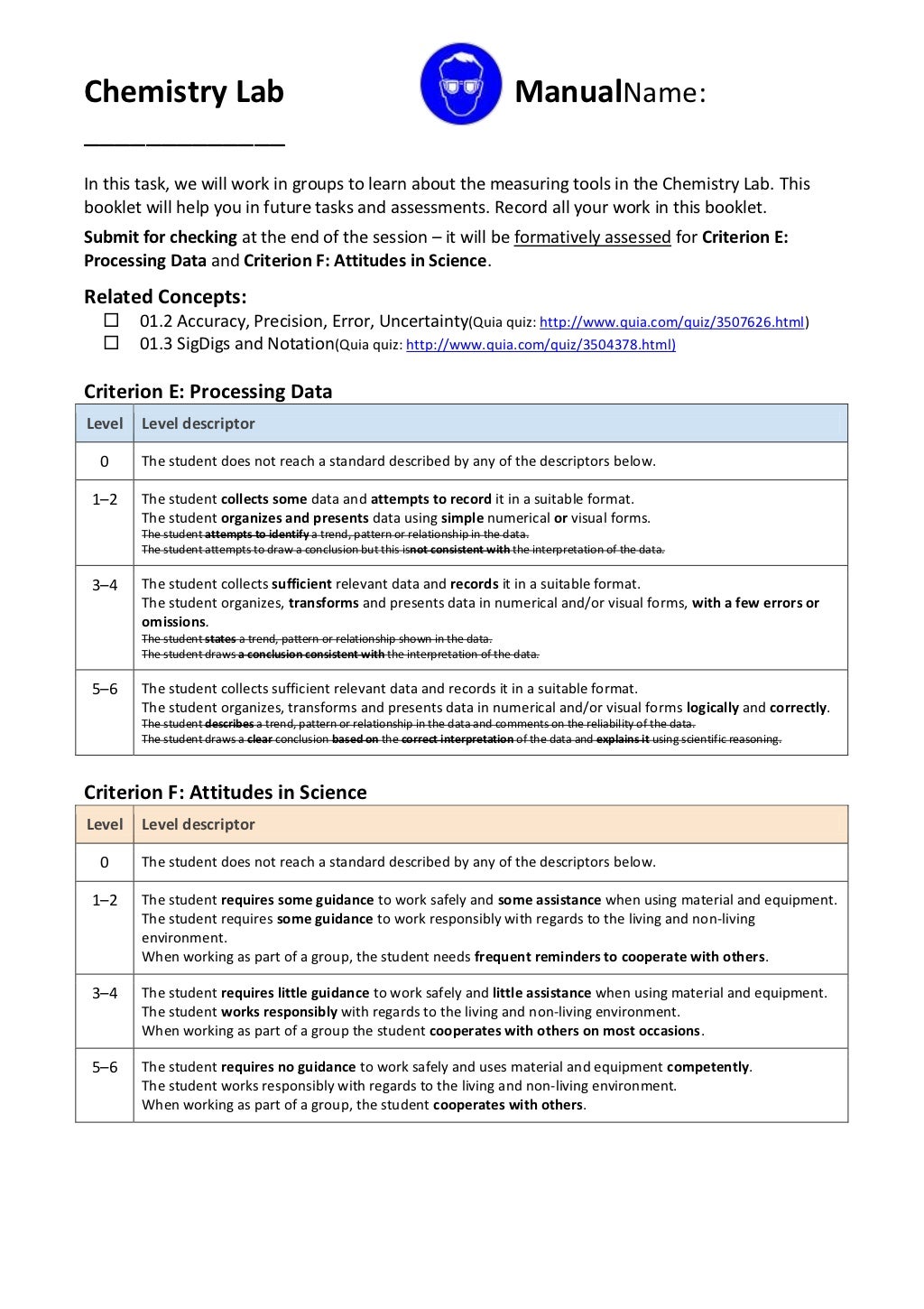 Chemistry Lab Manual 201213