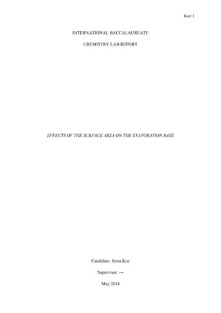 Chemistry Lab Report Cover Page