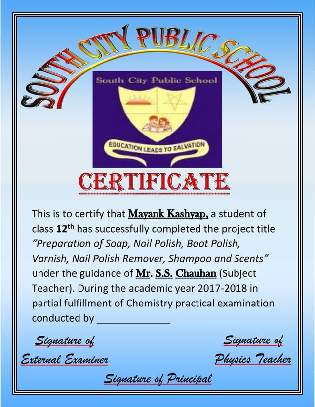 Chemistry Investigatory Project (12th isc 2017) Preparation of Soap