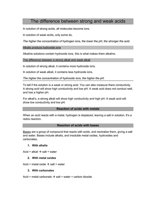 Chemistry Revision Notes - IGCSE | PDF | Chemistry | Science