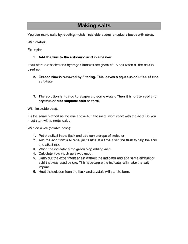 Chemistry Revision Notes - IGCSE | PDF | Chemistry | Science