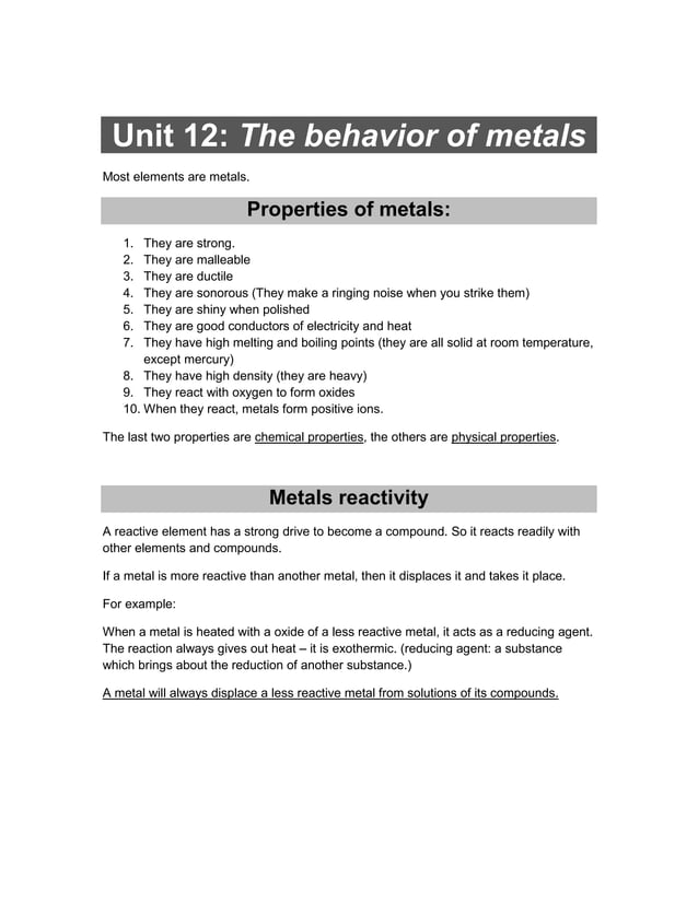 Chemistry Revision Notes - IGCSE | PDF | Chemistry | Science