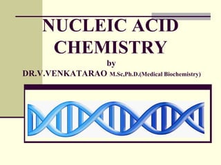 NUCLEIC ACID
CHEMISTRY
by
DR.V.VENKATARAO M.Sc,Ph.D.(Medical Biochemistry)
 