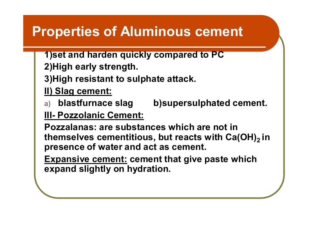 Chemistry of cement