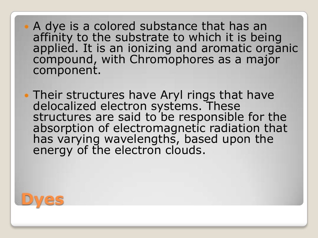 Chemistry of inks, dyes and pigments