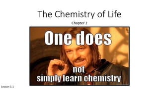 The Chemistry of Life
Chapter 2
Lesson 1.1
 