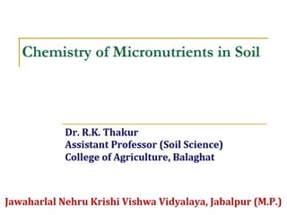 Chemistry of Micronutrients in Soil (mfsfm) rkt