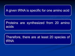 5.8S, 18S and 28S rRNA are formed
from a single 45S precursor
The 5S rRNA is formed as such
 