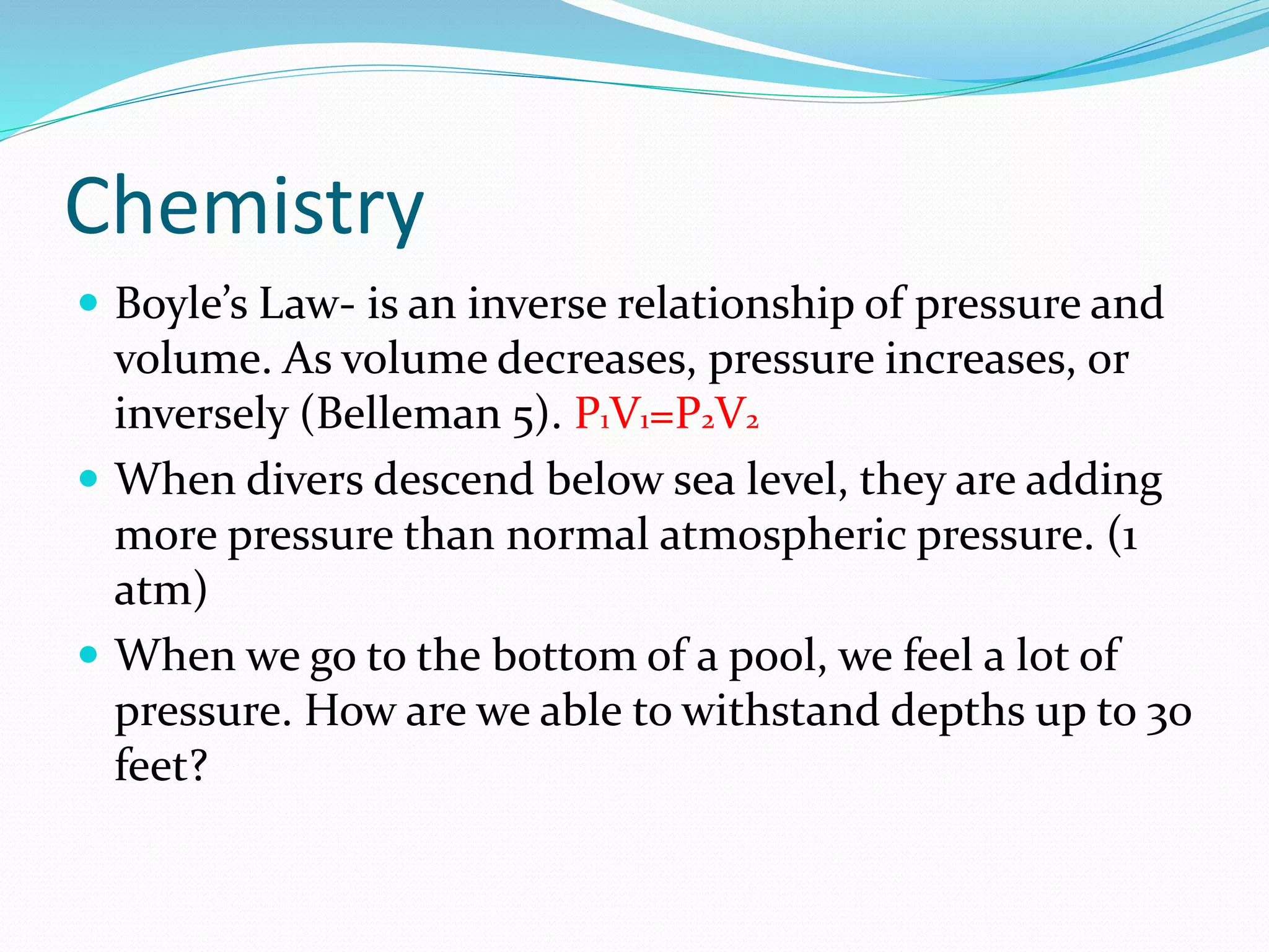 Diving Formula Chemistry of scuba diving ppt | PPTX