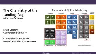 @bmassey © 2014-2016 Conversion Sciences
The Chemistry of the
Landing Page
with Live Critiques
Brian Massey,
Conversion Scientist™
Conversion Sciences LLC
www.ConversionSciences.com
 