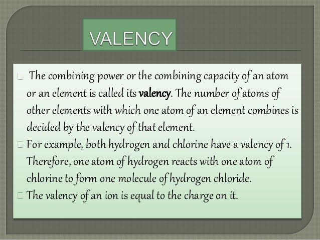 valencies symbols chemical of elements and radicals chemical and formulae