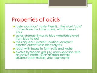 Acid Bases and Salts and Chemical Equations | PPT