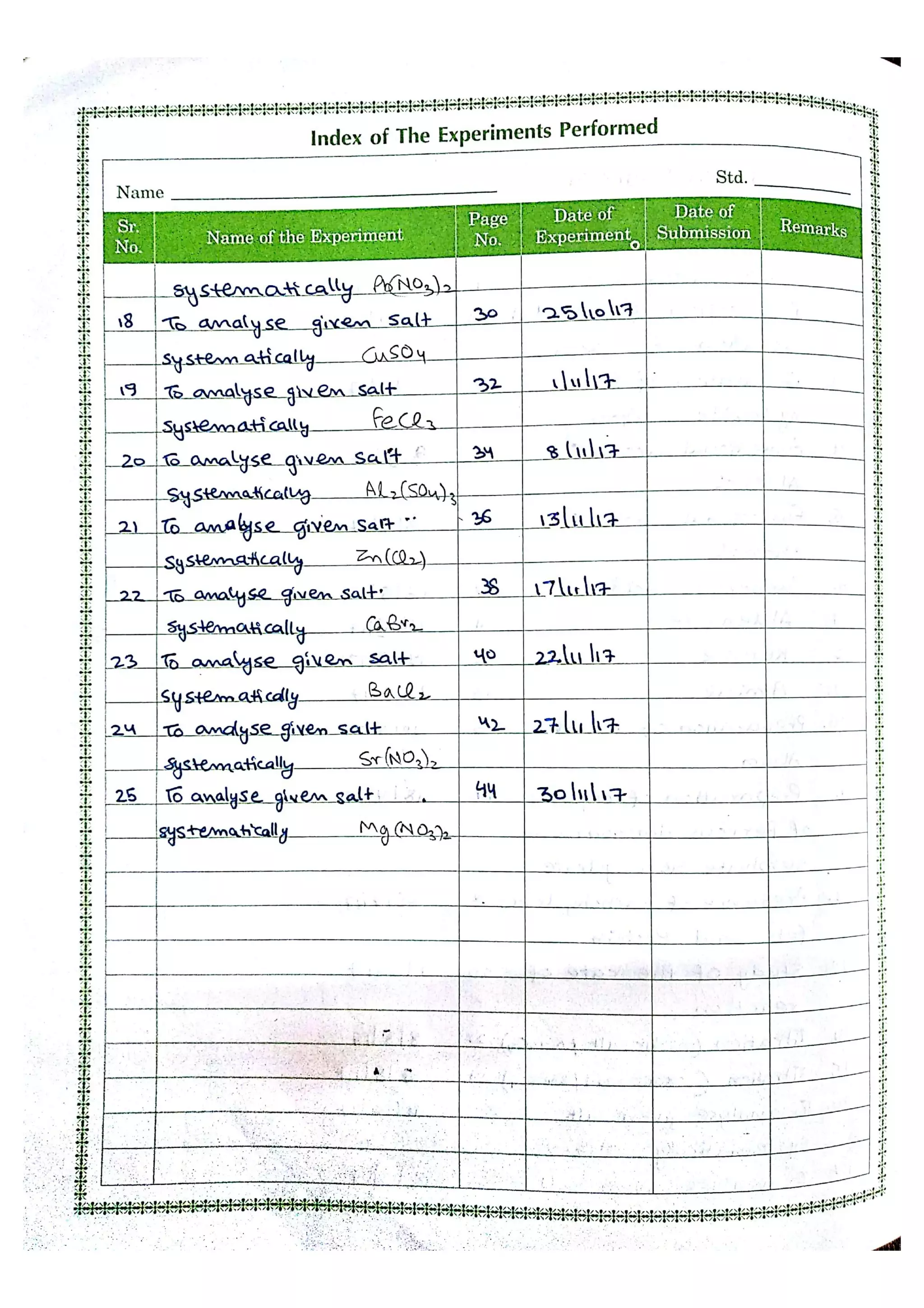 Chemistry Practical File