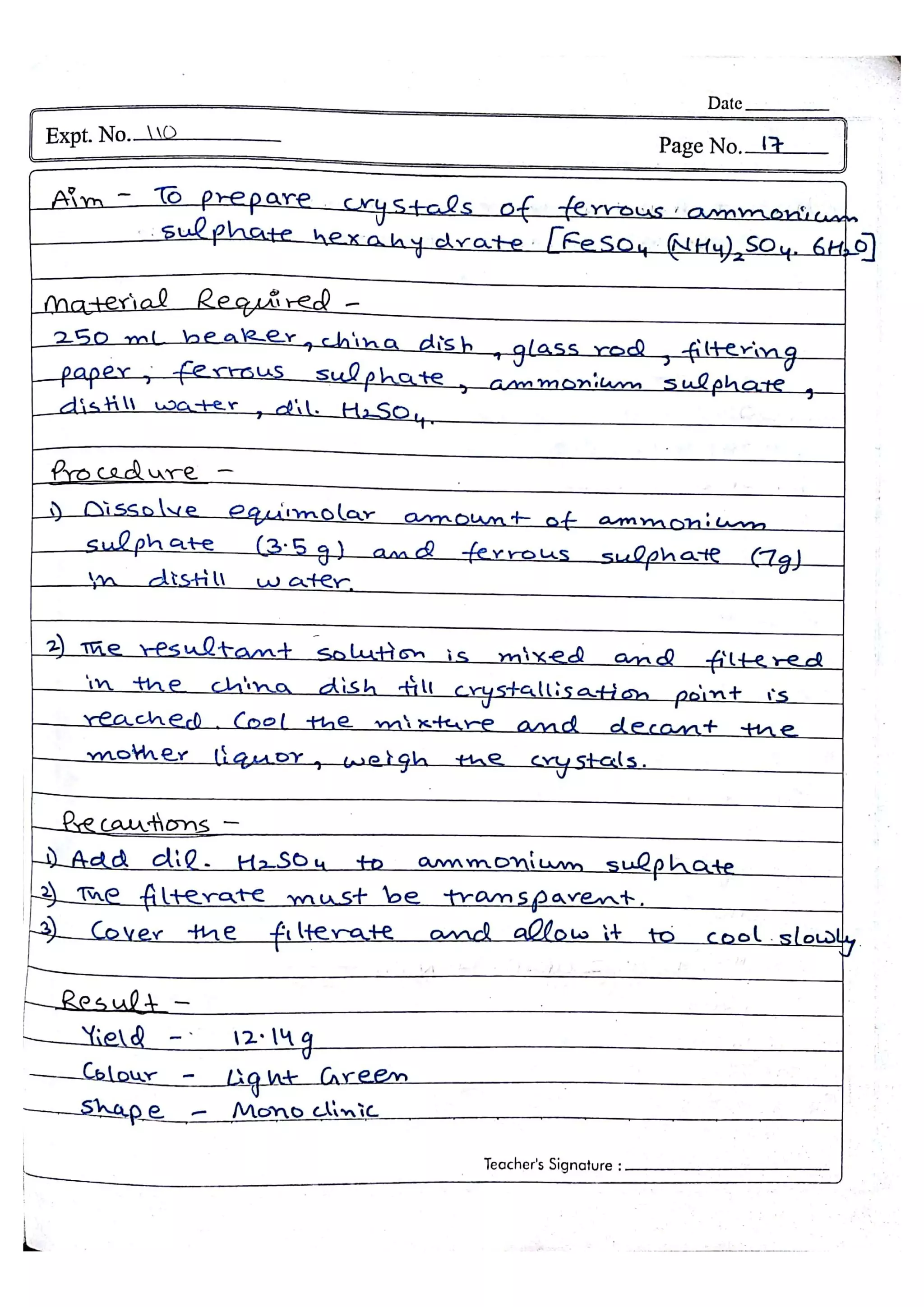 Chemistry Practical File