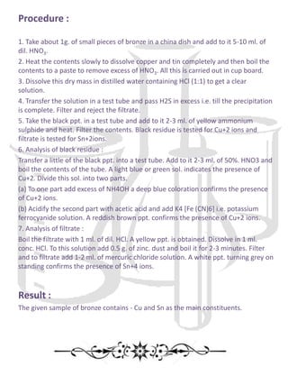 Experiment -1To analyze a sample of brass