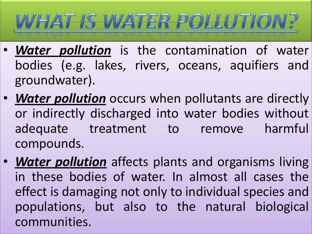 Chemistry project on Water Pollution