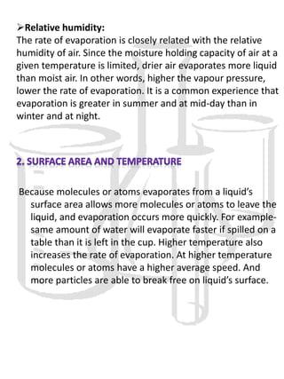 study of the rate of evaporation of different liquids