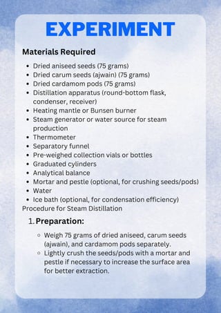 Chemistry project for class 12 on extracting essential oils from seeds ...