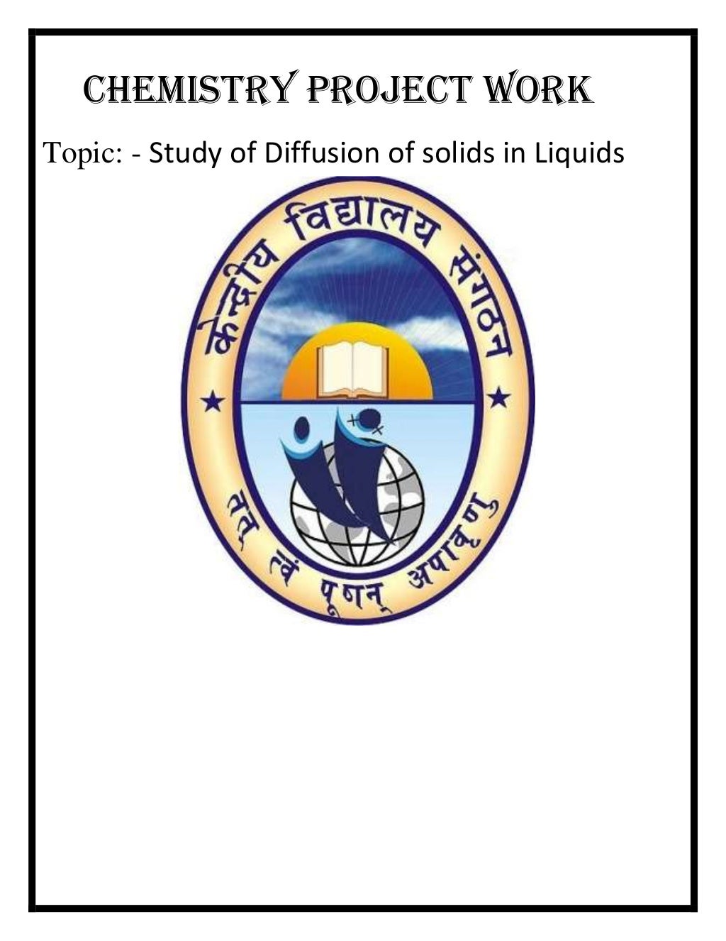 Study of Diffusion of solids in Liquids