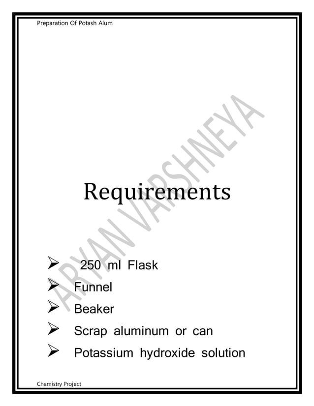 The Preparation Of Potash Alum