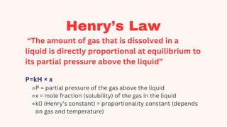 ChemistrySeminar, Solubility of gases in liquids, Henry's law and it's ...