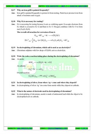 Chemistry Short Question Notes 9th Exercise full Book