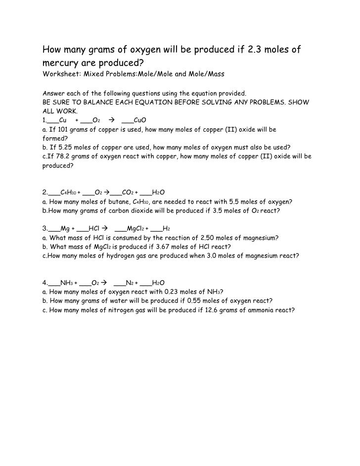 Chemistry stoichiometry problems