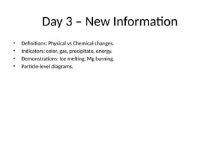 Chemistry Week presentation agenda and routines | PPTX