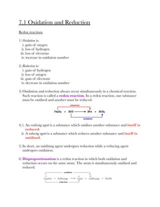 Chemistry zimsec chapter 7 redox reactions and electrolysis | PDF
