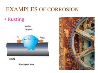 EXAMPLES OF CORROSION
• Rusting
 