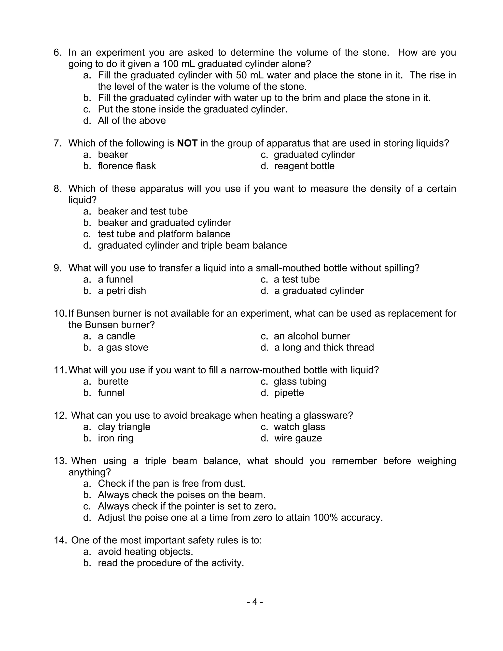 Chem m2 laboratory apparatus, safety rules & symbols | PDF