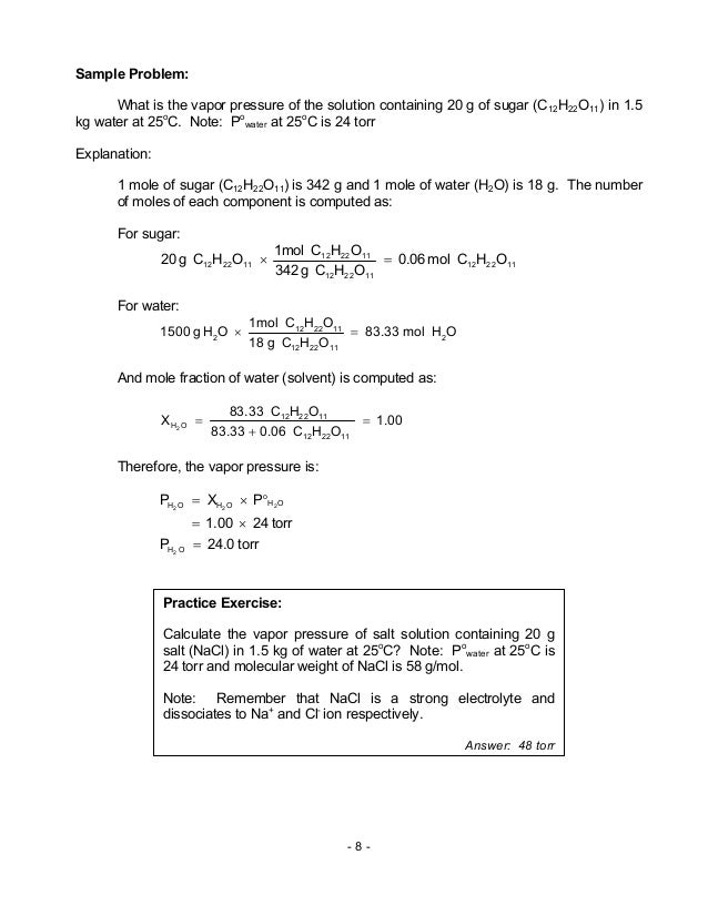 Colligative Properties Worksheet Answers