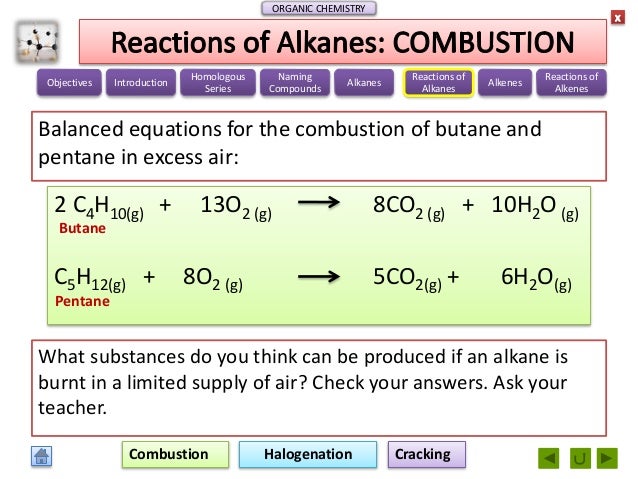Write a balanced equation for the combustion of c5h12l pentane image