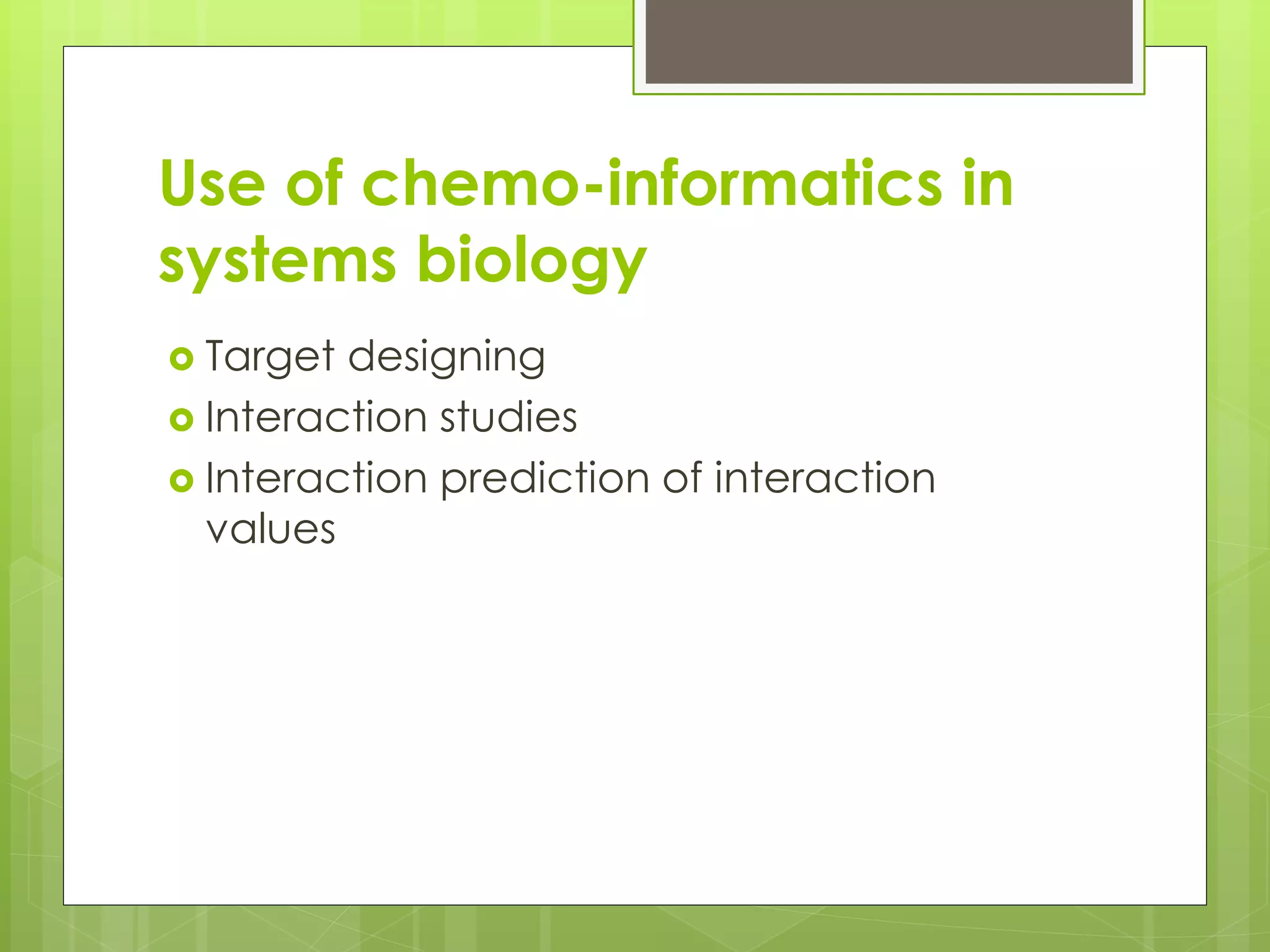 Chemo informatics scope and applications | PPTX