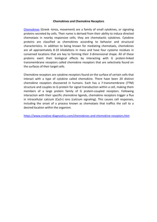 Chemokines and chemokine receptors | PDF